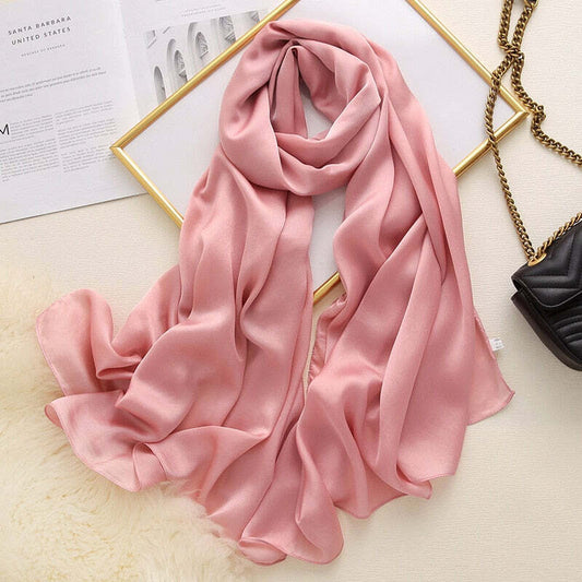 Echarpe Toque de Seda Lisa 180x90cm - Rosa Chá