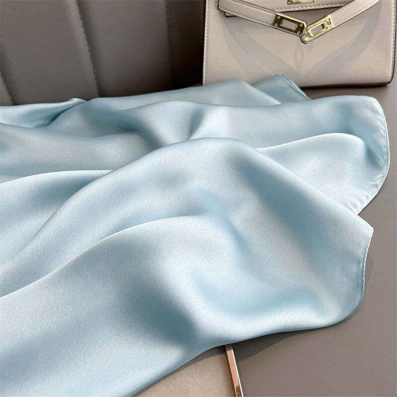 Echarpe Toque de Seda Lisa 180x90cm - Azul Céu