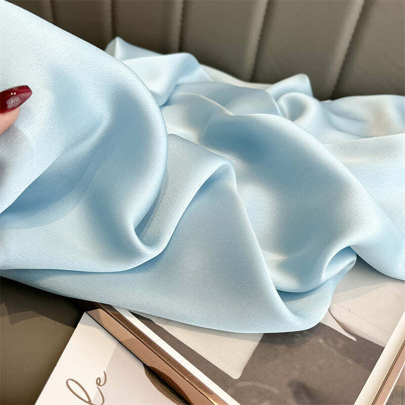 Echarpe Toque de Seda Lisa 180x90cm - Azul Céu