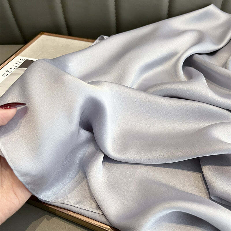 Echarpe Toque de Seda Lisa 180x90cm - Cinza Perolado