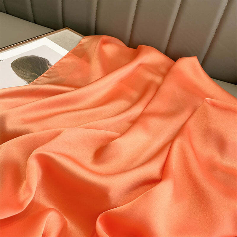 Echarpe Toque de Seda Lisa 180x90cm - Laranja