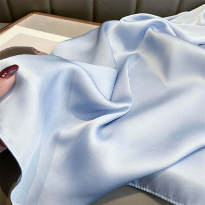 Echarpe Toque de Seda Lisa 180x90cm - Azul Gelo