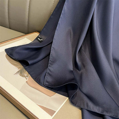 Echarpe Toque de Seda Lisa 180x90cm - Azul Escuro