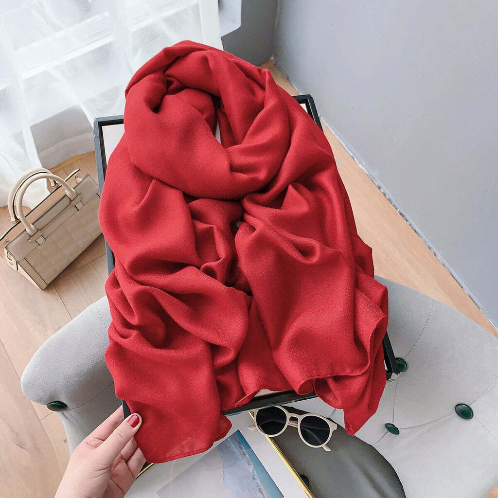 Echarpe de Algodão Lisa 180x90cm - Vermelha